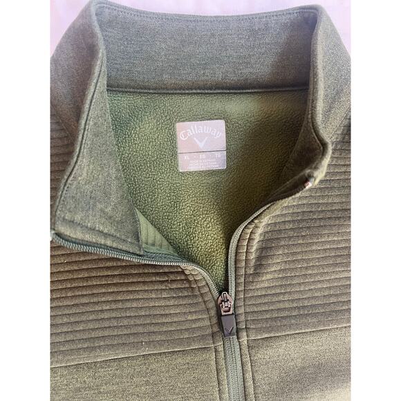 Mens XL Callaway Golf Olive Green Pullover Sweatshirt V Neck waist pull string - Picture 2 of 6